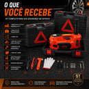 Kit Macaco Elétrico 4 em 1 — Compressor de Ar, Chave de Impacto 480 N.m, Lanterna LED e Macaco Hidráulico 5 Toneladas 12V