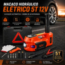 Kit Macaco Elétrico 4 em 1 — Compressor de Ar, Chave de Impacto 480 N.m, Lanterna LED e Macaco Hidráulico 5 Toneladas 12V