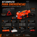 Kit Macaco Elétrico 4 em 1 — Compressor de Ar, Chave de Impacto 480 N.m, Lanterna LED e Macaco Hidráulico 5 Toneladas 12V