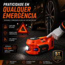 Kit Macaco Elétrico 4 em 1 — Compressor de Ar, Chave de Impacto 480 N.m, Lanterna LED e Macaco Hidráulico 5 Toneladas 12V