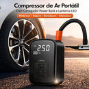 [EXCLUSIVO + FRETE GRÁTIS] Compressor de Ar Portátil 3 em 1 com Carregador Power Bank e Lanterna LED