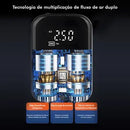 [EXCLUSIVO + FRETE GRÁTIS] Compressor de Ar Portátil 3 em 1 com Carregador Power Bank e Lanterna LED